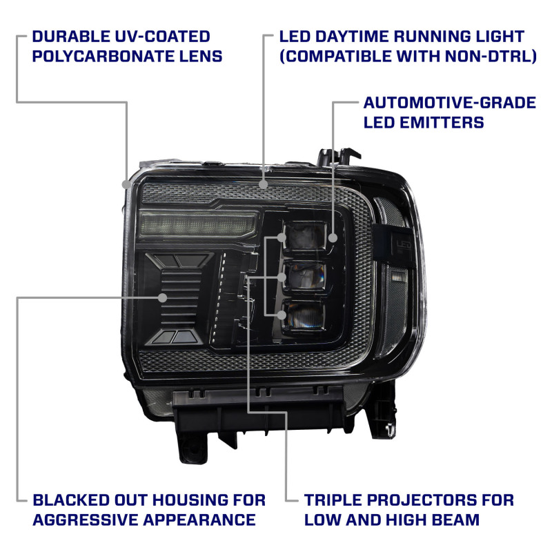 GMC Sierra 2500 Headlights - FORM Lighting - LED Projector with Amber DRL - Amber - `14-`19